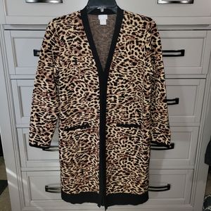 Chico's cheetah print cardigan